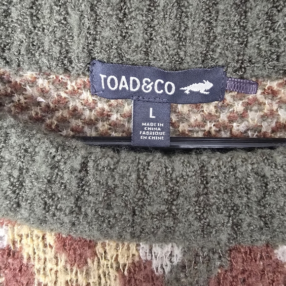 $145 Toad & Co Cotati Wool Blend Dolman Sweater Large Granny Square Grandma Boho - Picture 3 of 6